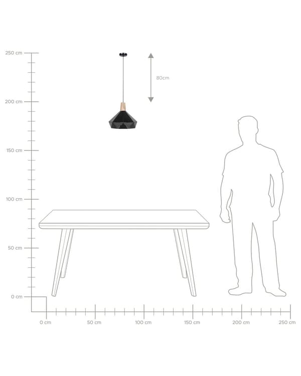 Riippuvalaisin musta 26 x 112 x 26 cm metalli vaalea tammipuu kartio moderni max 40W