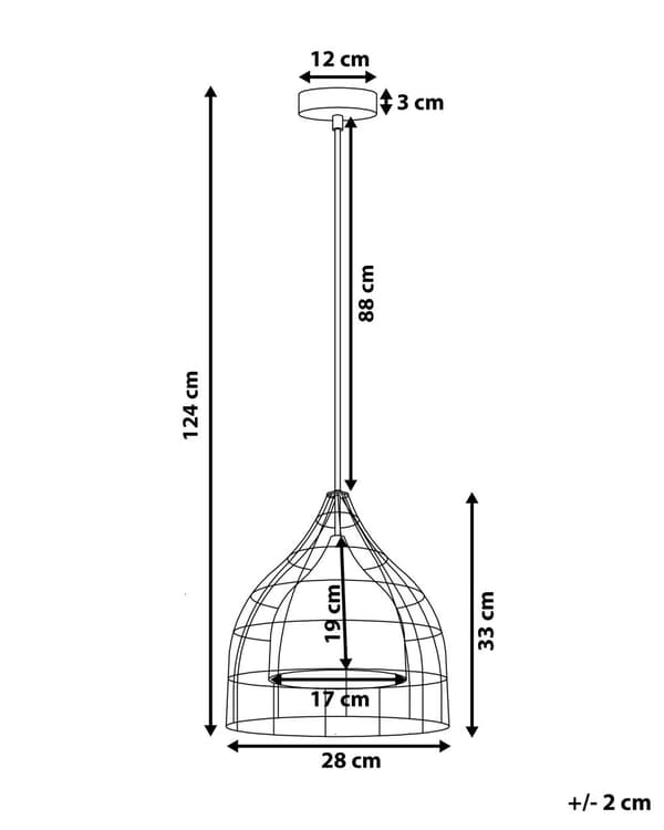 Hængende Loftlampe Sort Metal 121 cm Pendel Kobber Burskærm Industrielt Design