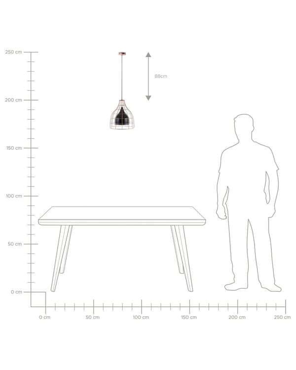 Hængende Loftlampe Sort Metal 121 cm Pendel Kobber Burskærm Industrielt Design