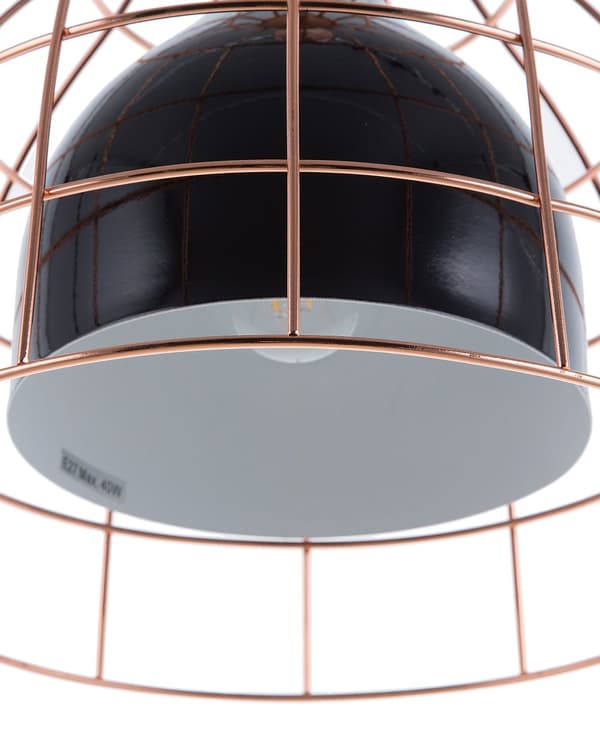Hængende Loftlampe Sort Metal 121 cm Pendel Kobber Burskærm Industrielt Design