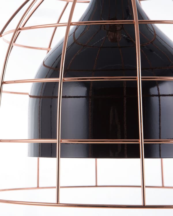 Hængende Loftlampe Sort Metal 121 cm Pendel Kobber Burskærm Industrielt Design