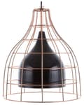 Miniatyrbillede 1 af 9: Hængende Loftlampe Sort Metal 121 cm Pendel Kobber Burskærm Industrielt Design