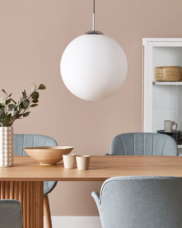 Pendel Lampe Hvid Glas Sølv 139 x 30 cm Rund Globus Snebold Moderne Klassisk Stil Stue Soveværelse Køkken Indretning Tilbehør Minimalistisk