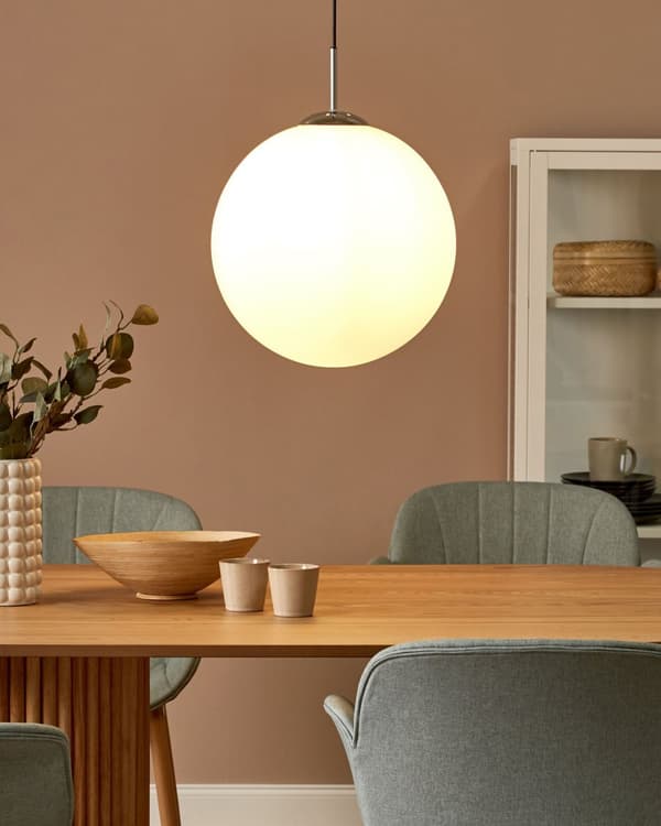 Pendel Lampe Hvid Glas Sølv 139 x 30 cm Rund Globus Snebold Moderne Klassisk Stil Stue Soveværelse Køkken Indretning Tilbehør Minimalistisk