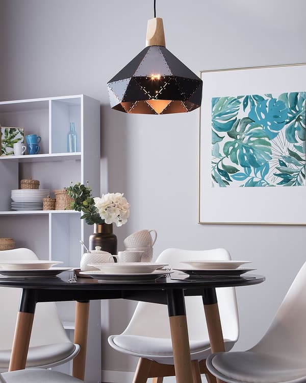 Hængende lampe loftbelysning sort industriel geometrisk metal lampeskærm tilføjelse til stuen