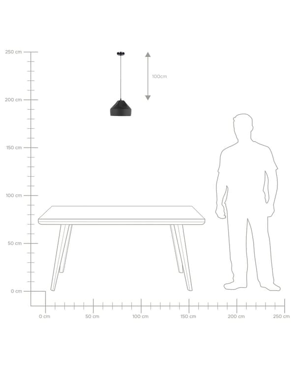 Pendel Lampe Sort Metal ø 22 x 118 cm Dekorativ Spisebordslampe Industriel Design Køkken Loftslampe Stue Tilbehør Indretning Hængelampe