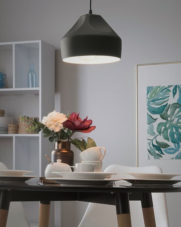 Pendel Lampe Sort Metal ø 22 x 118 cm Dekorativ Spisebordslampe Industriel Design Køkken Loftslampe Stue Tilbehør Indretning Hængelampe