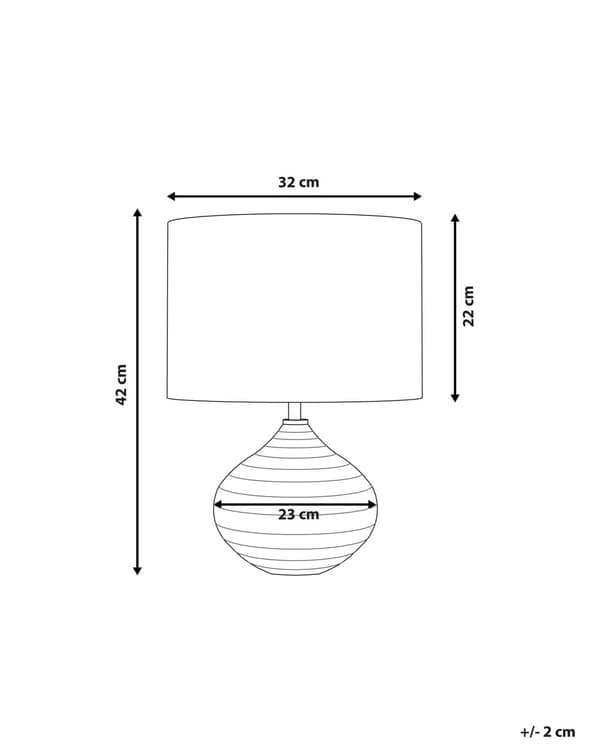 Bordlampe Guld Keramik 42H cm Sort Skærm Ribbet Fod Moderne Stil