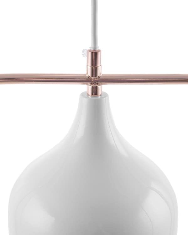 Loftlampe Hvid Metal 121 cm Pendel Kobber Ramme Industrielt Design