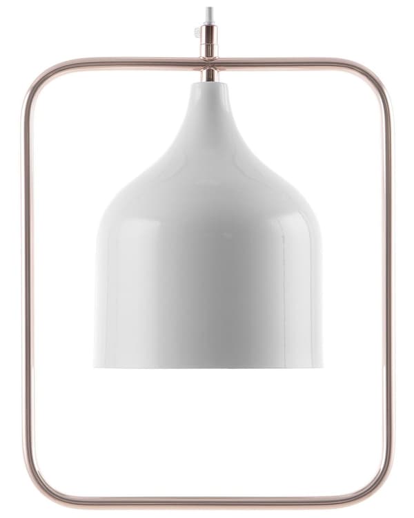 Loftlampe Hvid Metal 121 cm Pendel Kobber Ramme Industrielt Design