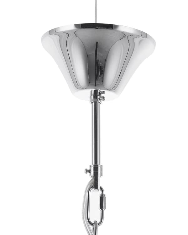 Pendel Lampe Sølv og Glas Metal ø 38 x 94 cm Dekorativ Hængelampe Industriel Armatur stil Spisebordslampe til Køkkenet Stue Design Tilbehør