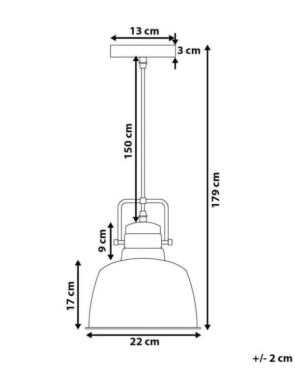 Pendel Lampe Grafitgrå Kobber Metal ø 22 x 179 cm Dekorativ Hængelampe med Klokkeformet Lampeskærm Industrielt Design Spisebordslampe