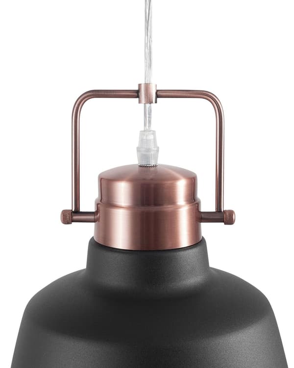 Pendel Lampe Grafitgrå Kobber Metal ø 22 x 179 cm Dekorativ Hængelampe med Klokkeformet Lampeskærm Industrielt Design Spisebordslampe