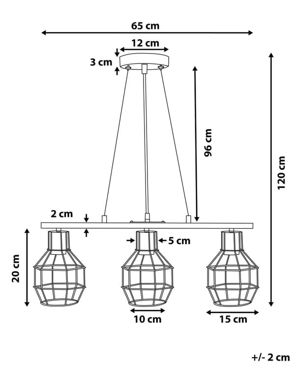 Pendel Kobber Metal Loftlampe 3 Lys Blank Industrielt Design