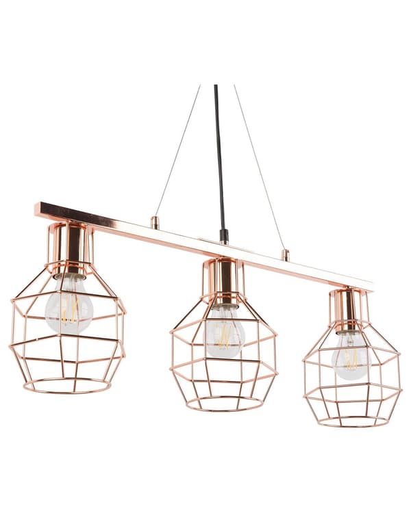 Pendel Kobber Metal Loftlampe 3 Lys Blank Industrielt Design