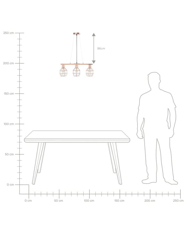 Pendel Kobber Metal Loftlampe 3 Lys Blank Industrielt Design