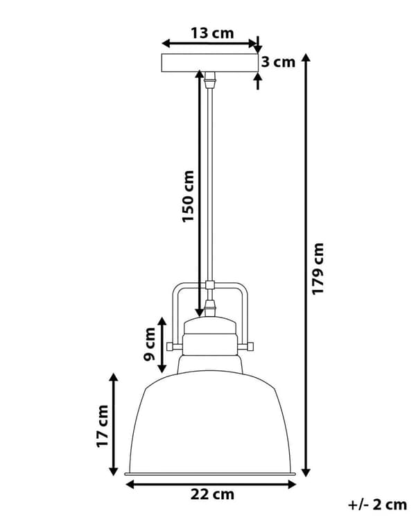 Pendel Lampe Grå Kobber Metal ø 22 x 179 cm Dekorativ Hængelampe med Klokkeformet Lampeskærm Industrielt Design Spisebordslampe