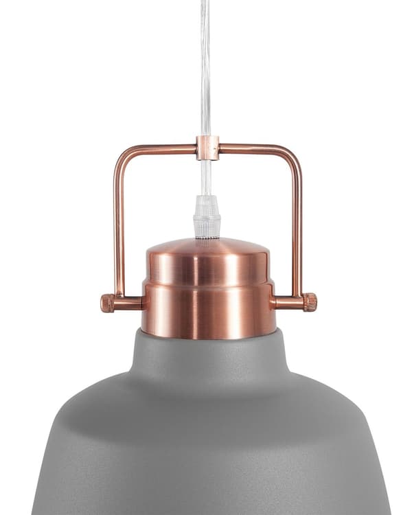 Pendel Lampe Grå Kobber Metal ø 22 x 179 cm Dekorativ Hængelampe med Klokkeformet Lampeskærm Industrielt Design Spisebordslampe
