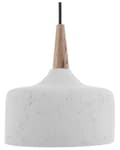 Miniatyrbillede 1 af 8: Pendel Lampe Hvid Gips og Lyst Træ 114 x 24 cm Lille Rund Distressed Knitre Effekt Skærm Moderne Køkken Stue Design Tilbehør