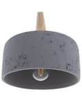 Miniatyrbillede 4 af 8: Pendel Lampe Grå Gips og Lyst Træ 114 x 24 cm Lille Rund Distressed Knitre Industriel Beton Effekt Skærm Moderne Køkken Stue Design Tilbehør