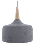 Miniatyrbillede 1 af 8: Pendel Lampe Grå Gips og Lyst Træ 114 x 24 cm Lille Rund Distressed Knitre Industriel Beton Effekt Skærm Moderne Køkken Stue Design Tilbehør