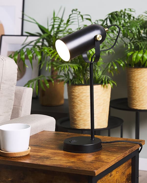 Skrivebordslampe Sort Metal 48 cm Spotlight Skærm Justerbar Industriel Hjemmekontor
