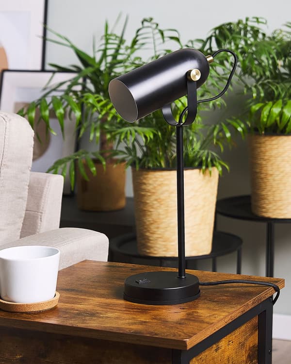 Skrivebordslampe Sort Metal 48 cm Spotlight Skærm Justerbar Industriel Hjemmekontor