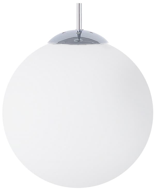 Pendel Lampe Hvid Glas Sølv 145 x 40 cm Rund Globus Snebold Moderne Klassisk Stil Stue Soveværelse Køkken Indretning Tilbehør Minimalistisk