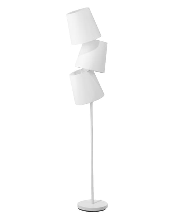 Gulvlampe Hvid Metal Stof Polyester 164 cm Moderne Standerlampe med 3 Cylinderformede Lampeskærme Design Belysning Retro Lampe til Gulv