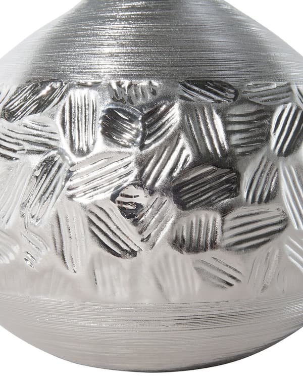 Bordlampe grå og sølv porcelæn base med kunstsilke 43 x 28 x 28 cm tromme formet skærm dekor indretning sengebord beroligende diffust lys