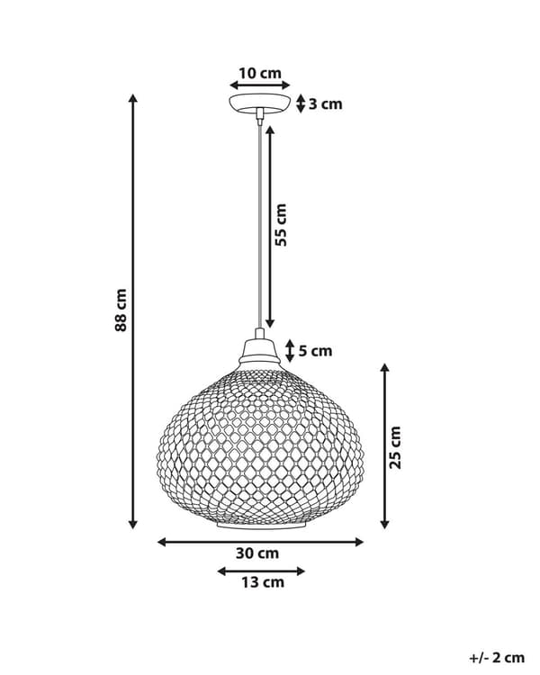 Loftslampe Guld Glas 88 cm Pendel Udskåret Skærm Ambient