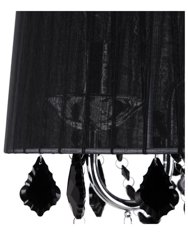 Gulvlampe Sort Polyamid og Metal ø 35 x 165 cm Dekorativ 3 Lyspærer Standerlampe Plisseret Skærm Glamourøst Krystaller Design Stue Soveværelse
