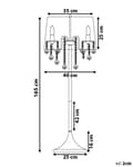 Miniatyrbillede 3 af 11: Gulvlampe Grå Polyamid og Metal ø 35 x 165 cm Dekorativ 3 Lyspærer Standerlampe Plisseret Skærm Glamourøst Krystaller Design Stue Soveværelse