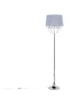 Miniatyrbillede 6 af 11: Gulvlampe Grå Polyamid og Metal ø 35 x 165 cm Dekorativ 3 Lyspærer Standerlampe Plisseret Skærm Glamourøst Krystaller Design Stue Soveværelse