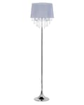 Miniatyrbillede 1 af 11: Gulvlampe Grå Polyamid og Metal ø 35 x 165 cm Dekorativ 3 Lyspærer Standerlampe Plisseret Skærm Glamourøst Krystaller Design Stue Soveværelse