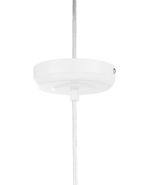 Pendel Lampe Hvid Metal ø 30 x 120 cm Rund Hængelampe Globus Lampeskærm Trapez Mønster Belysning Spisebordslampe Design Moderne Skandinavisk