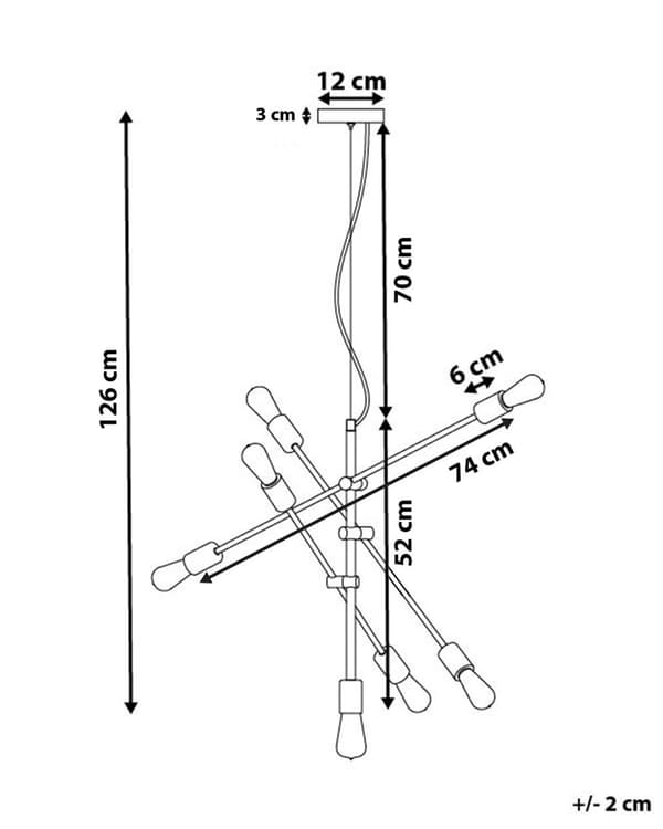 Pendel Lampe Messing Metal 126 cm Dekorativ 7 Armet Industrielt Sputnik Lampe Design uden Skærm Stue Over Spisebord Tilbehør Indretning Køkken