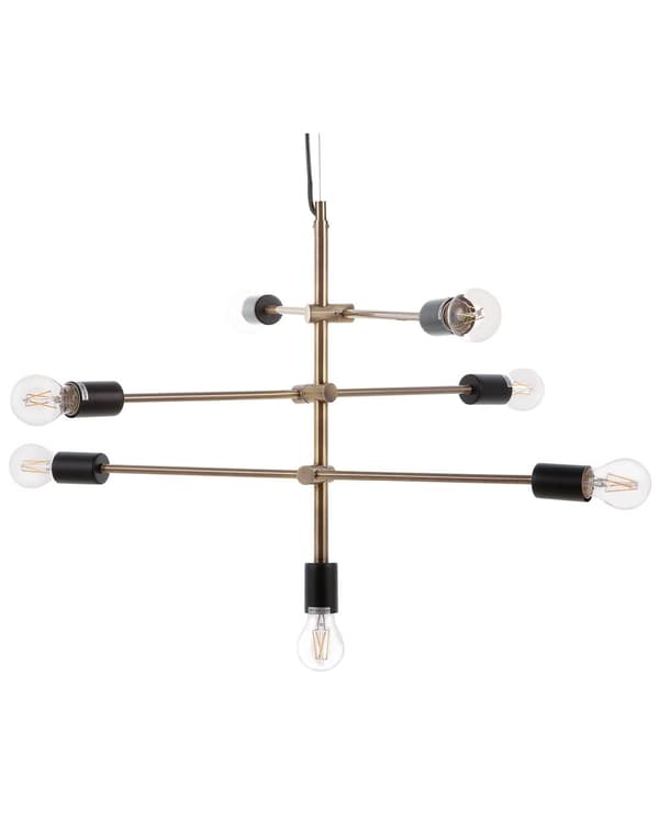 Pendel Lampe Messing Metal 126 cm Dekorativ 7 Armet Industrielt Sputnik Lampe Design uden Skærm Stue Over Spisebord Tilbehør Indretning Køkken