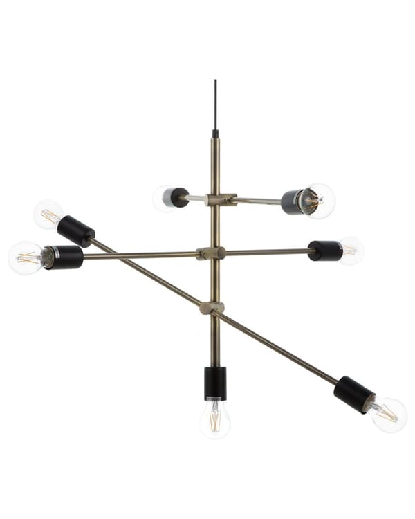 Pendel Lampe Messing Metal 126 cm Dekorativ 7 Armet Industrielt Sputnik Lampe Design uden Skærm Stue Over Spisebord Tilbehør Indretning Køkken