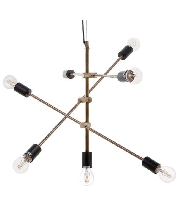 Pendel Lampe Messing Metal 126 cm Dekorativ 7 Armet Industrielt Sputnik Lampe Design uden Skærm Stue Over Spisebord Tilbehør Indretning Køkken