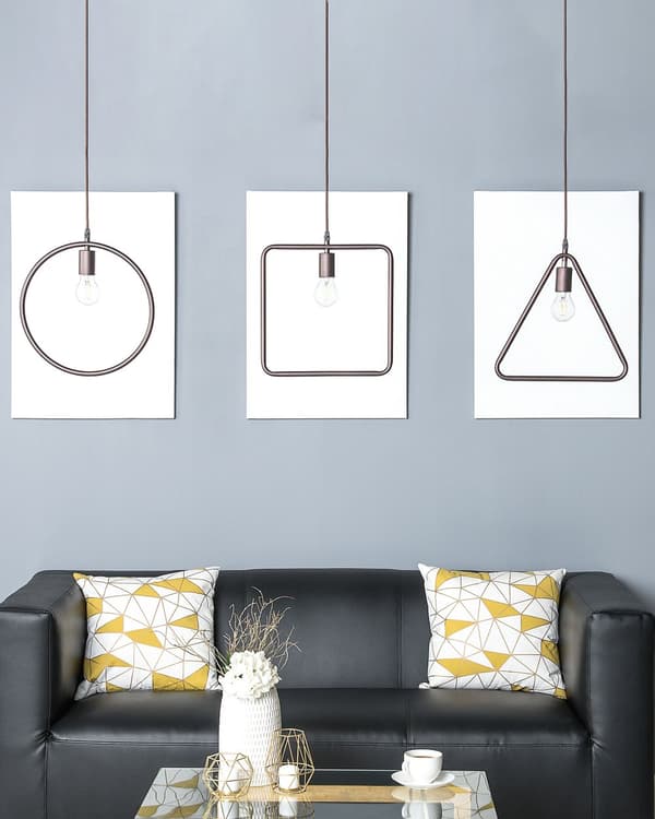 Hængelampe Brun Metal 183 cm Geometrisk Ramme Udendørs Minimalistisk Pære