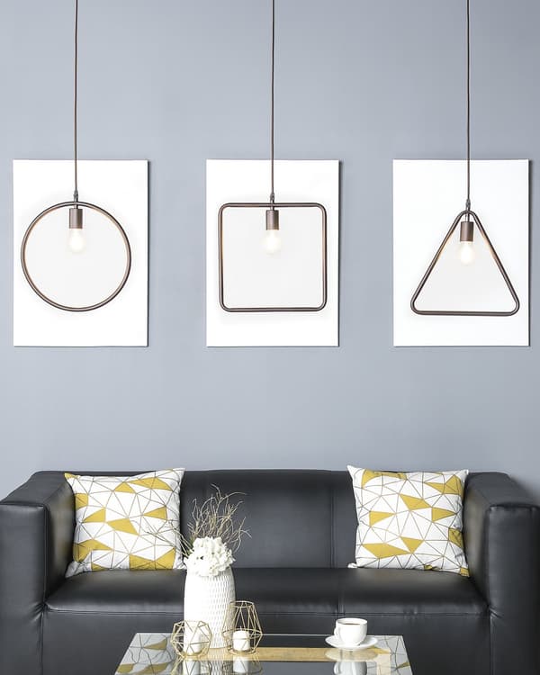 Hængelampe Brun Metal 183 cm Geometrisk Ramme Udendørs Minimalistisk Pære