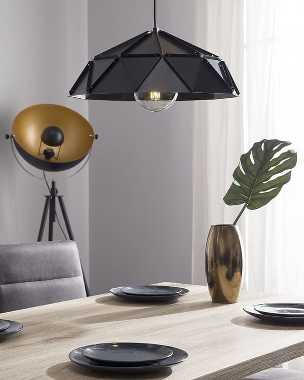Pendel Sort Metal Geometrisk Form 1 Lys Moderne Design