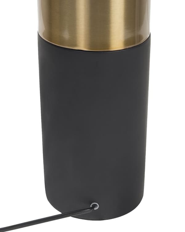 Bordlampe Sort Guld Metal Polybomuld 61 x 40 cm Dekorativ Klassisk Moderne Sengelampe med Cylindrisk Base og Tromme Formet Skærm