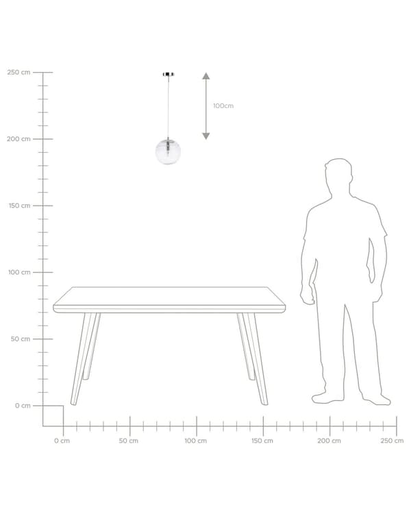 Pendel Lampe Transparent Glas ø 16 x 120 cm Dekorativ Hængelampe Glaspendel Rund Kugleformet Lampeskærm Gennemsigtig til Stuen over Spisebord