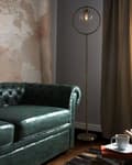 Miniatyrbillede 4 af 10: Gulvlampe Guld Metal 165 cm Rund Åben Geometrisk Skærm