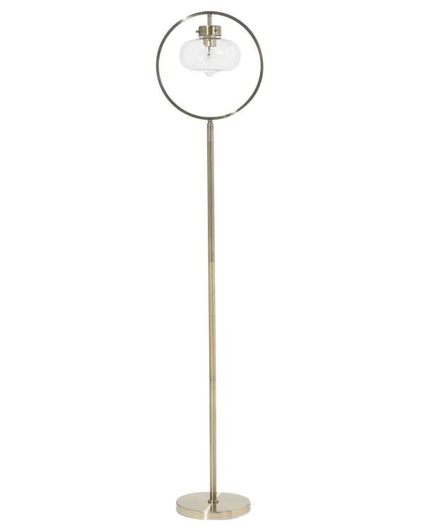 Gulvlampe Guld Metal 165 cm Rund Åben Geometrisk Skærm