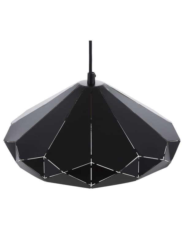 Loftlampe Sort Metal 112 cm med en Gennembrudt Geometrisk Lampeskærm
