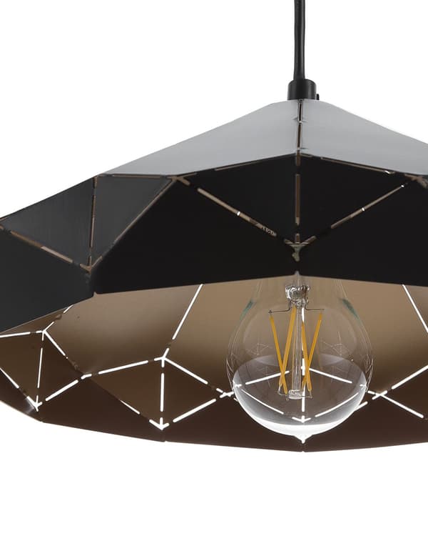 Loftlampe Sort Metal 112 cm med en Gennembrudt Geometrisk Lampeskærm