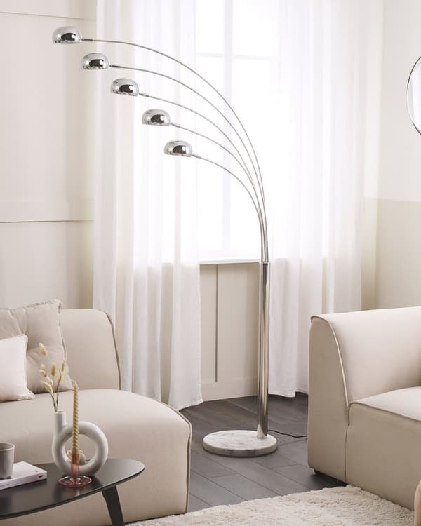 Gulvlampe Sølvfarve Forkromet Metal 210 cm Justerbar 5 lys